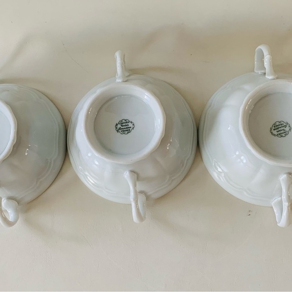 Vintage Limoges Union Limousine France White Cream Soup Cups 3 - Picture 9 of 12